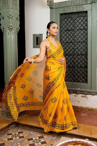 Image of MIRCHI FASHION Women Saree Chiffon Floral Printed | Breathable Festive Occasion Sari for Social Visits with Matching Blouse Piece