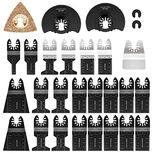 Multitool Sägeblätter Kit, 28 tlg Multifunktionswerkzeug Zubehör für Holz und Metall Multitool Zubehör Vibrationssäge Oszillierwerkzeug Zubehör für Dewalt Rockwell Milwaukee Makita Ryobi Bosch Fein