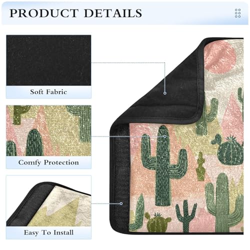 Image of 2 Pack Boho Cacti Mountains Sun Seatbelt Covers Seat Belt Cover Pad for Adults Boys Girls Car Seat Strap Covers Pads Cushion Universal Shoulder Strap Pad Protector for Backpack Camera Bag 10x7.7Inch