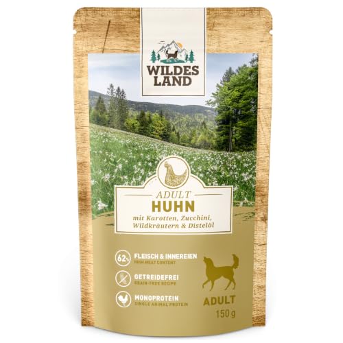 Wildes Land - Huhn mit Karotte - Classic Adult Nassfutter für Hunde - 8X 150g