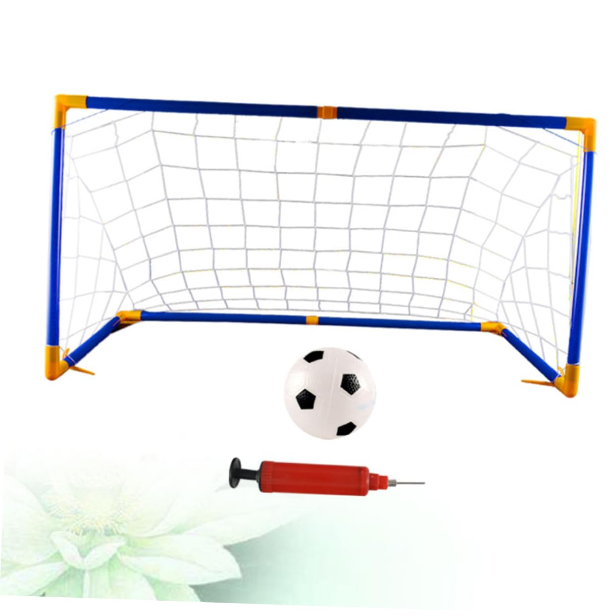 Yardwe Portable Assembly Soccer Gate Handmade Football Net 6pcs l Shape Tubes 1pc Soccer Net 1pc Soccer Ball 1pc Inflator for Sports Toys