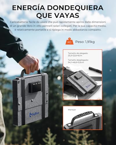Panel Solar 60W BigBlue plegable para cargar baterías y celular en acampadas al aire libre 6