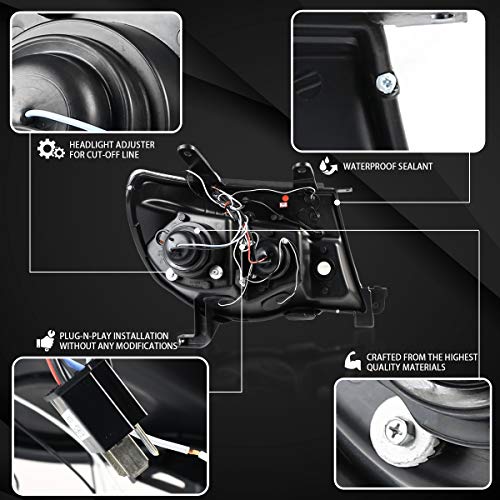 Autozensation Compatible With 2005-2010 Scion Tc Led Halo Chrome Housing Clear Lens Projector Headlights L + R Pair Headlamp #TOP3