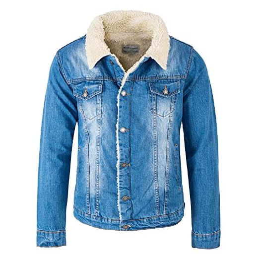 Rock Creek Herren Jeansjacke Winterjacke Teddyfutter Herrenjacke Herren Winter Jacken Teddyfellkragen Parka Warm Bomberjacke H-217 Hellblau XL