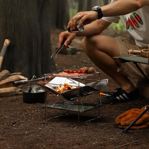 Poêle à bois pour tente pliable et compact avec gril de camping - 3