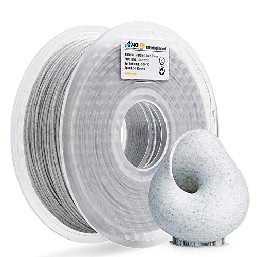 AMOLEN 3D Printer Filament, Marble Color 1.75mm PLA Filament +/- 0.03 mm, 225G/0.5 LBS, Includes Sample Silk&Bronze Filament