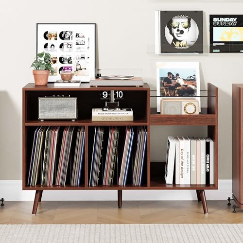 RARZOE Large Record Player Stand, Mid Century Vinyl Record Display Stand, Turntable Stand with...