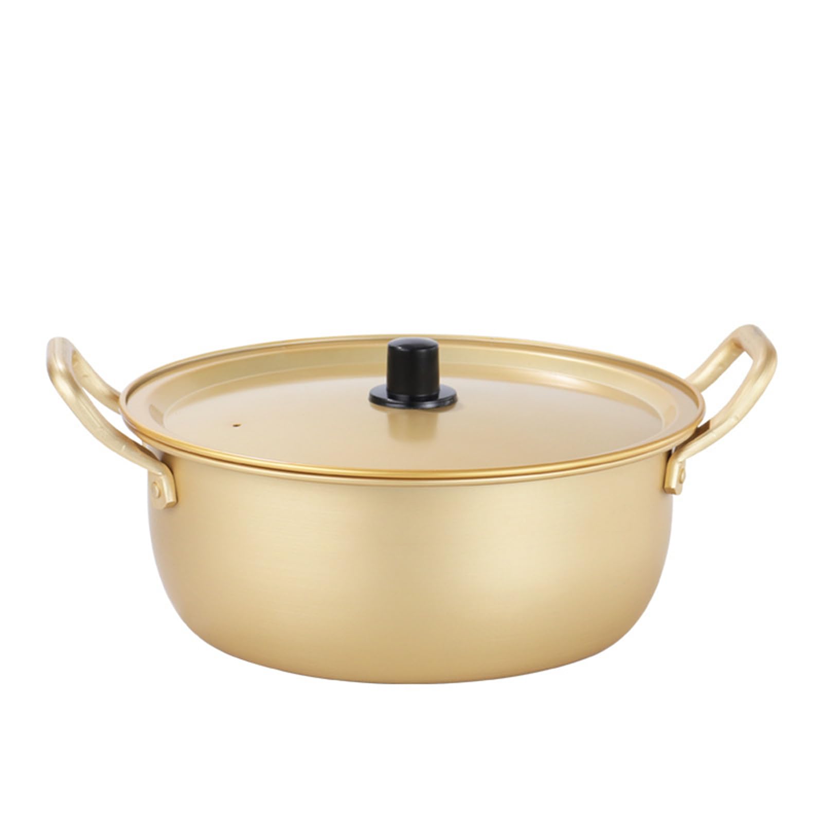SVRITE Korea Noodle Pot Korean Ramen Cooking Pot with Lid - 14/16/18/20/22cm Yellow Alluminum Traditional Hot Pot with Handles Fast Heating Cooking Pots for Soup, Curry, Pasta and Stew (18cm)