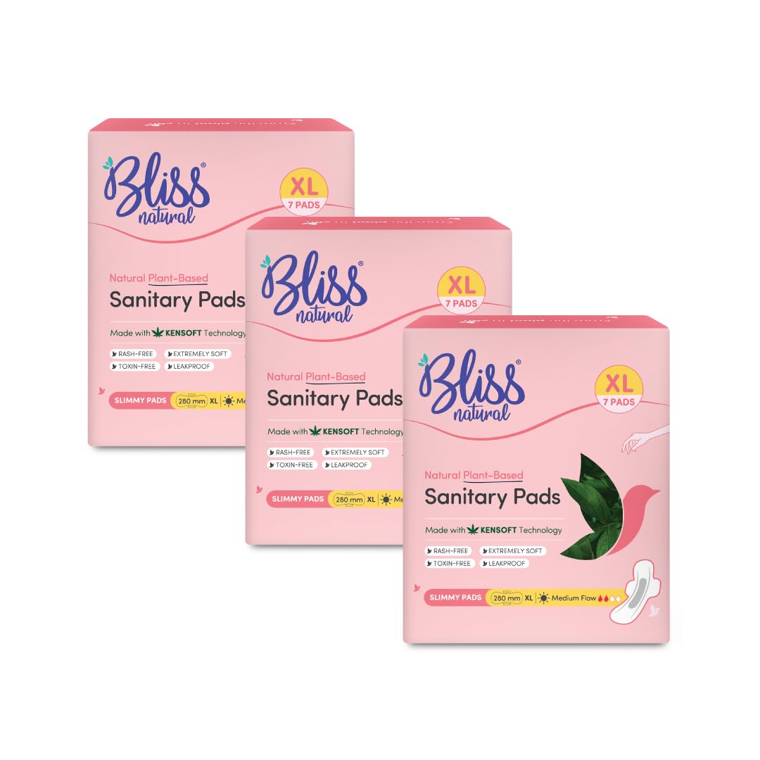 BLISSNATURAL Ultra Thin Sanitary Pads For Women (Pack of 21) XL Size Sanitary Napkins For Medium Flow | 100% Rash Free and Unscented Combo Pack of 3 (B0BB9L4XQ7) Amazon Price History, Amazon Price Tracker