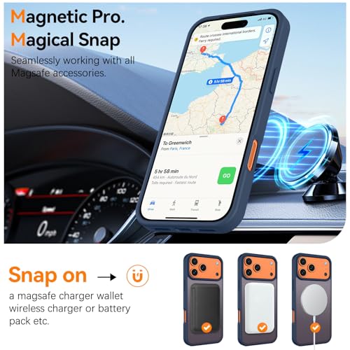Image of BENTOBEN Magnetic for iPhone 17 Pro Max Case 6.9 inch 2025, [Compatible with Magsafe] Cute Slim Frosted Matte Military Shockproof Protective Bumper Girl Men Phone Cover for iPhone 17 ProMax, Deep Blue