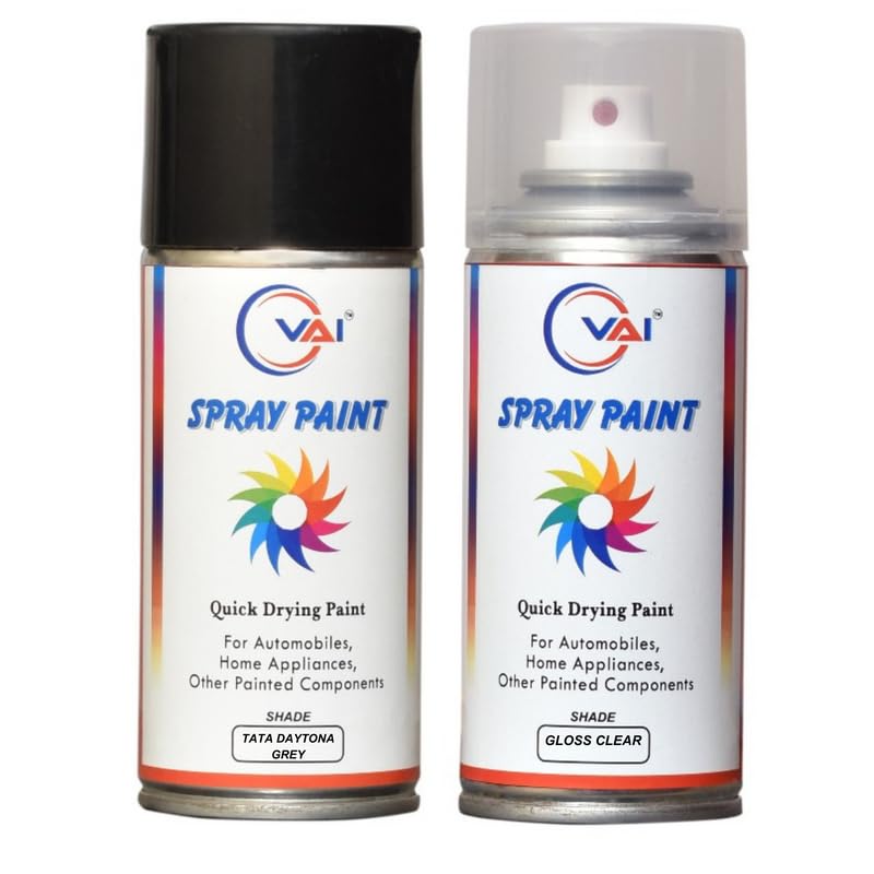 VAI Spray Paint Can Compatible for TATA DAYTONA GREY and GLOSS CLEAR For TATA Cars like Nexon, Safari, Tiago, Tigor, 450 Ml pack of 2-image-28