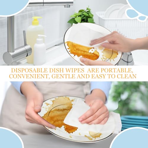 Image of 150 Pcs Portable Disposable Dish Cleaning Wipes Individually Wrapped Quick Cleaning Dish Soap Wipes Bulk Travel Size for Kitchen Outdoor Traveling Camping Hotel