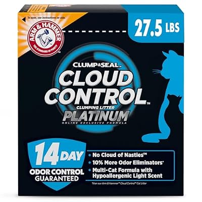 ARM & Hammer Cloud Control Platinum Cat Litter, Multi-Cat Clumping Litter, Hypoallergenic and Dust-Free, 14-Day Odor Control, 27.5 lbs