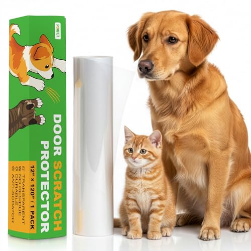 POMPET Door Protector from Dog Scratching - 12X120 Transparent Pet Door Scratch Guard No Residue Adhesive Dog & Cat Scratch Protector for Doors Furniture