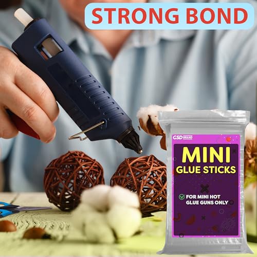 GSD Brand Mini Hot Glue Sticks for Glue Gun - 4" x 0.27 - Mini Clear Sticks Bulk - Ideal for Craft Projects - Bonds to Wood, Glass, Metal, Paper and More- 200 Pack - Image 6