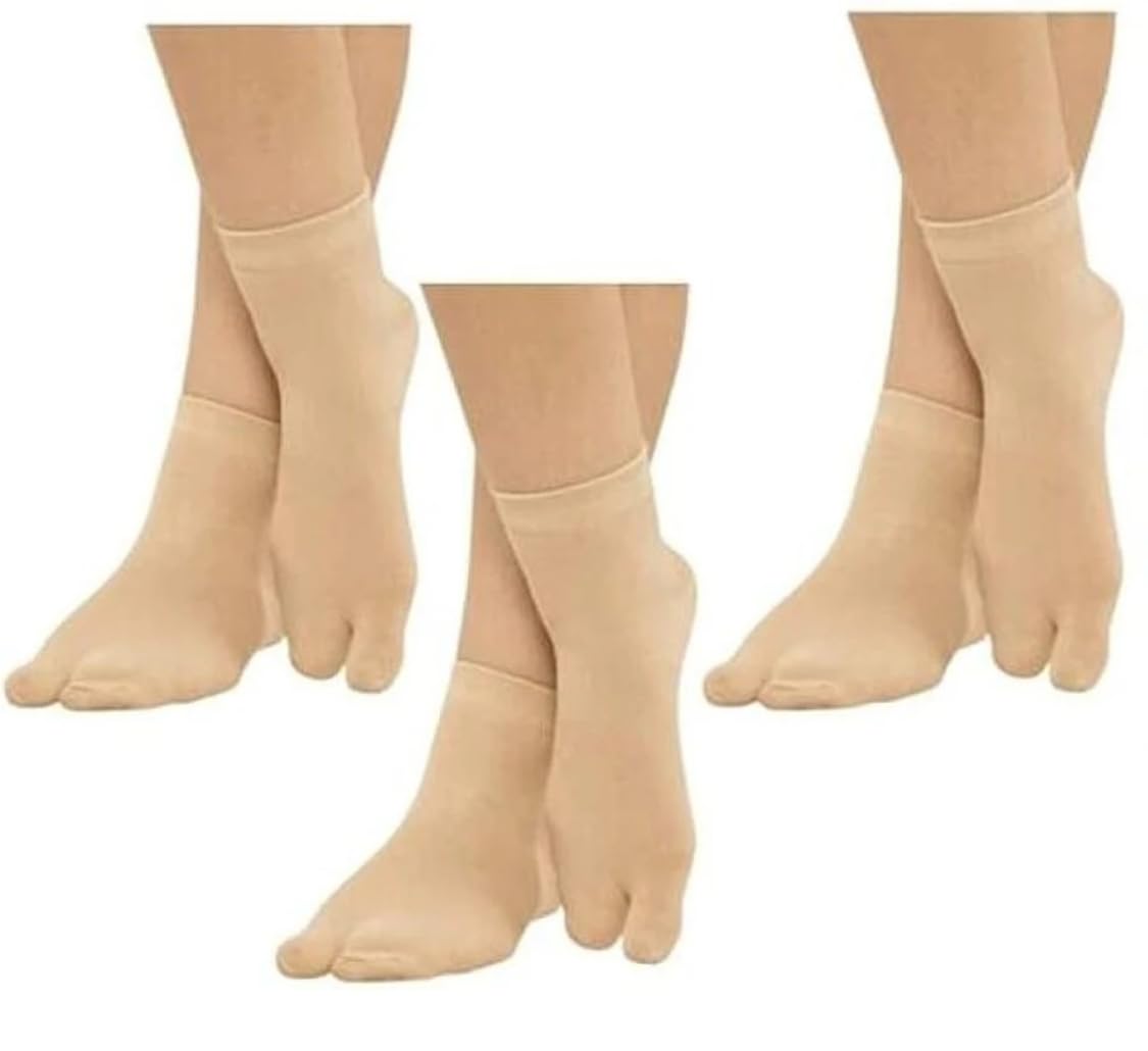 Trendy Cotton Toe Socks for Women | Ankle Length Thumb Socks | Soft & Breathable Socks for Women | Combo Pack of 3 Pairs,Beige/Skin Colour-image-48