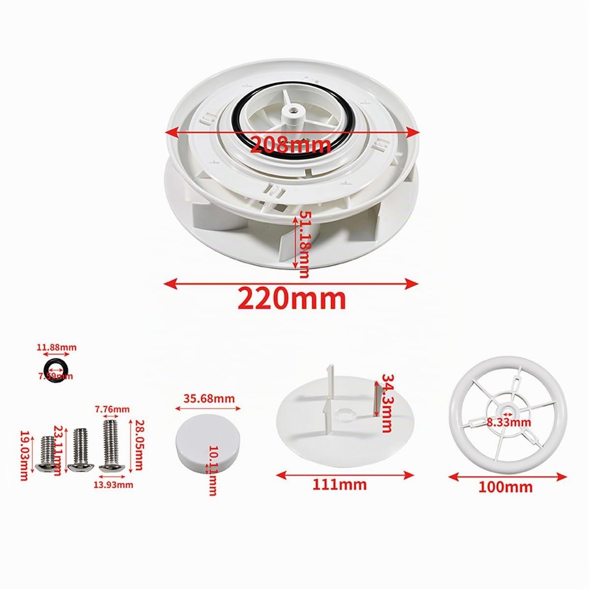 Petit ventilateur de toit rotatif à profil bas pour bus et camionnettes, Ventilateur rotatif blanc entraîné par le vent (blanc)