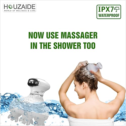 Image of Houzaide EMS + Red Light Scalp Massager With 3D Kneading | Houzaide 6D Neck & Shoulder Massager With Heat + Red Light, Hands-Free