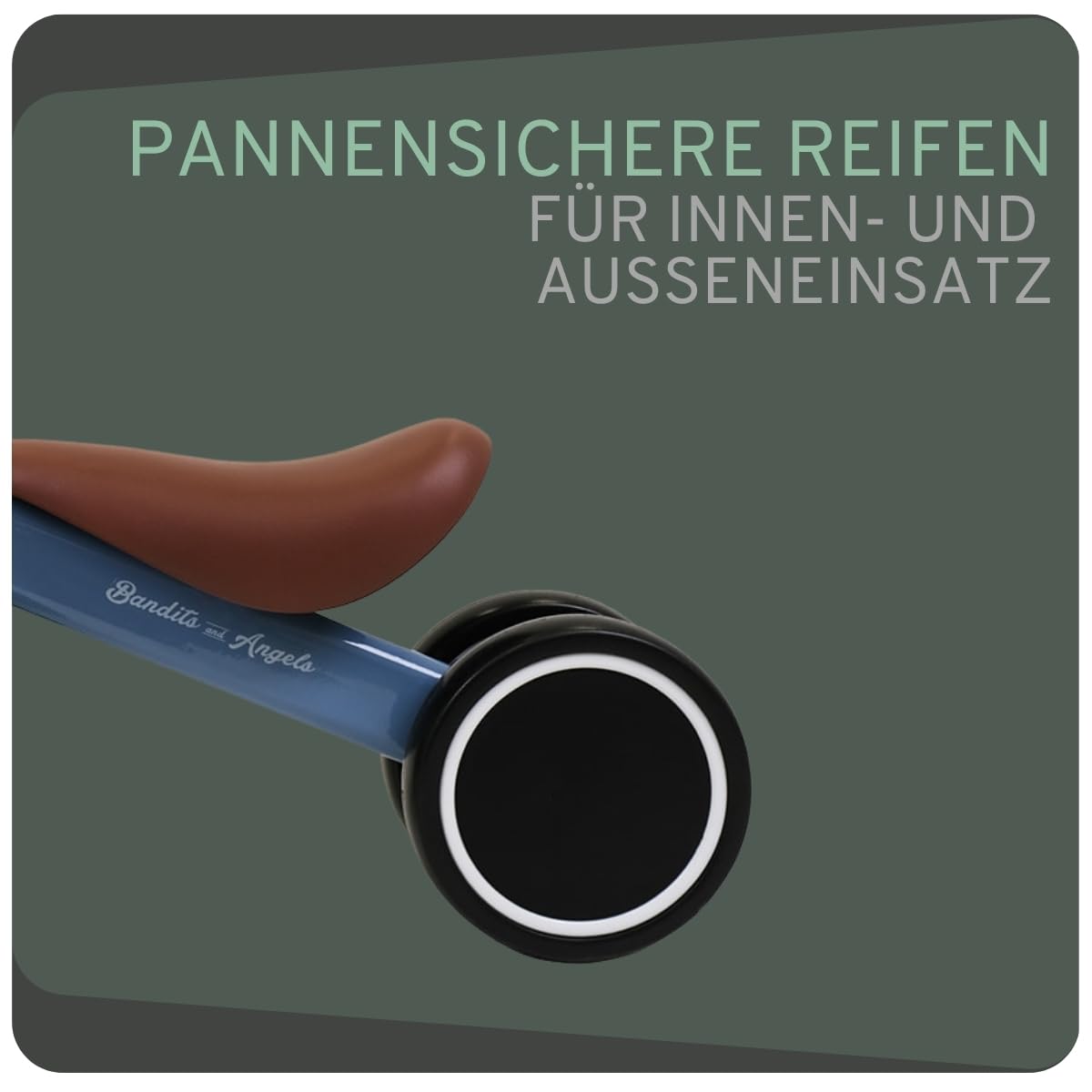 Bandits & Angels Laufrad Little Starter für 1 Jahr - Lauflernrad - Vierrad - Pannenfreie Reifen - Metall - Geburtsdag Geschenk - CE