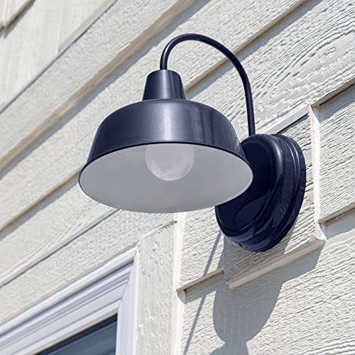 Image of Design House Mason Outdoor Wall Light, 8 inch, Navy Blue | Wall Mount, Modern Farmhouse, Steel, Lighting, 579334