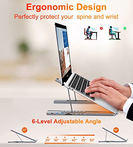 Usb C Laptop Docking Station Stand, Usb C Dock Tablet Stand, 7 In 1 Usb C Hub With 4K Hdmi, 2 Usb 3.1, Pd 100W, Universal Docking Station For Macbook Pro/Air/Dell/Hp/Surface/Lenovo, Plug And Play #TOP3