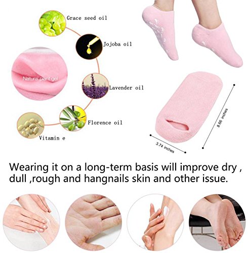 Iktu Spa Moisturizing Gel Socks For Dry Feet And Ankles - Helps Repair Cracked Skincare Gel Therapy And Softens Feet (1 Pair) 2 51VoNeplvnL