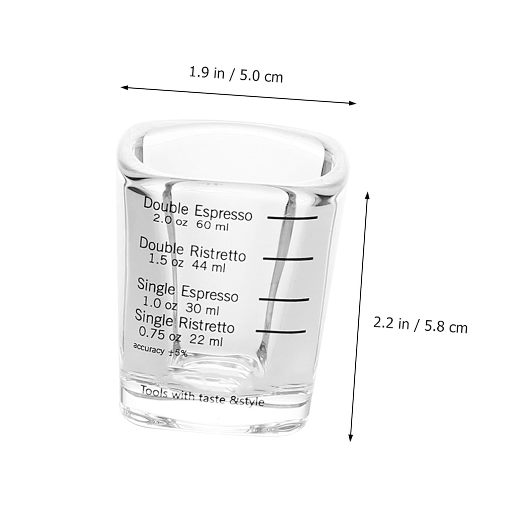 6 Stück Espressotassen aus Glas mit Skalenmarkierung 60ml Temperaturbeständig für Kaffeezubehör und Zuhause