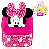 Disney Minnie Mouse Backpack for Girls Bundle ~ Deluxe 12' Mini Sequin Bag with Stickers (Minnie Mouse School Supplies)