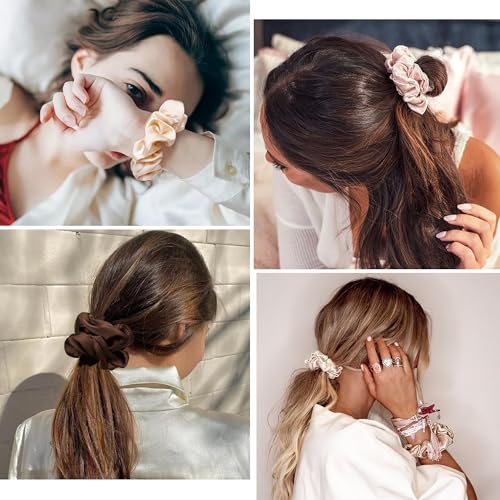 Image of Hair Ties Scrunchies for Women's, for Girls Big Scrunchies Both for Thick Hair or Thin Hair Curl Hair No Crease Ponytail Holder No Hurt Your Hair