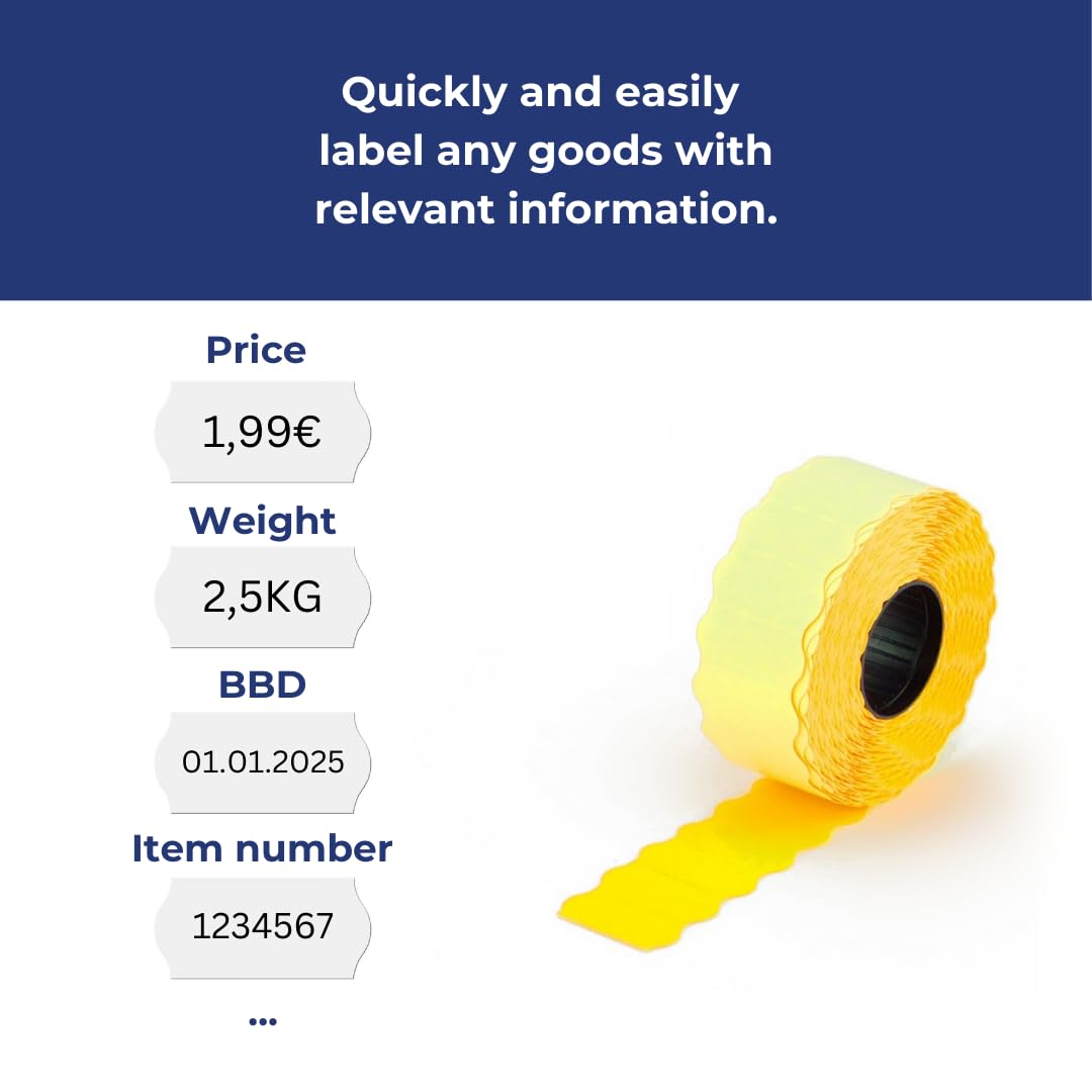 9000 Etichette Autoadesive Pokornys - Per Etichettatrici A Mano, Con Bordo Ondulato E Adesivo Permanente - Foto 6