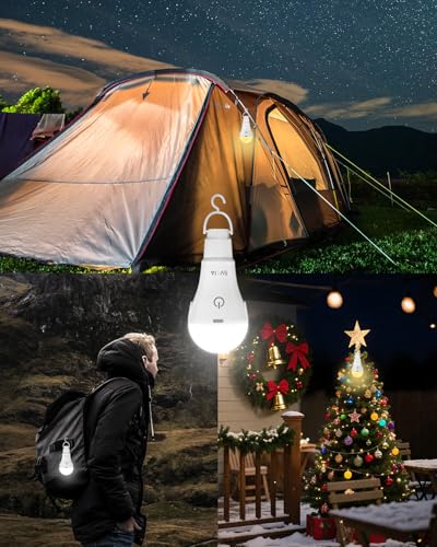 Image of B22 Rechargeable Light Bulb with Remote Control, 3 Color & Dimmable, USB Rechargeable Emergency Light, 2600mAh Battery Up to 24H - No Wiring Needed for Power Cuts, Camping, Stairs(A60, 2 PK)