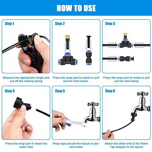 Eaone Misting System 50Ft, Water Mister For Outside Patio, Cooling System Set Includes 15 Brass Nozzles 1 Faucet Connector, Etc. For Greenhouse Garden Trampoline Fan Lawn Waterpark #TOP3