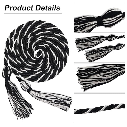 Image of GraduationMall Graduation Honor Cord 68 inch Blackwhite