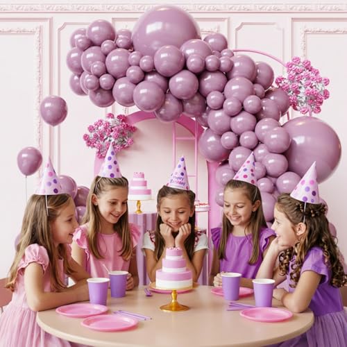 Image of Dusty Purple Balloons Arch Kit,130pcs Lavender Latex Balloon Garland,Different Size Light Purple Balloons for Baby Shower,Graduation,Birthday Party Decorations