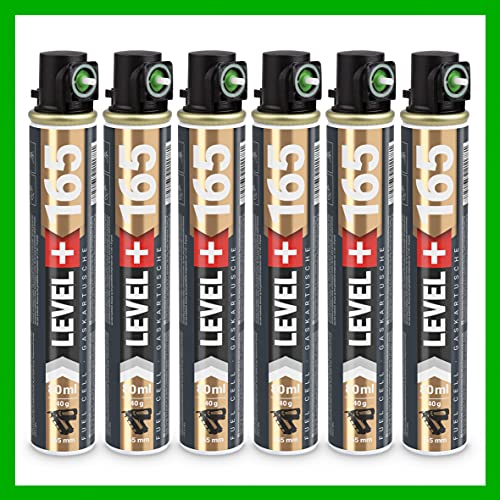 Lot de 6 cartouches de gaz de rechange pour cloueur, 165 mm, anneau vert, gaz toute l'année