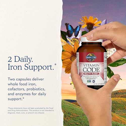 Garden of Life Vitamin Code Healthy Blood - Iron Supplement for Women, 60 Vegan Capsules, with Vitamins B, C, Trace Minerals, Fruit Veggies, Probiotics - for Energy and Anemia Support - image 7