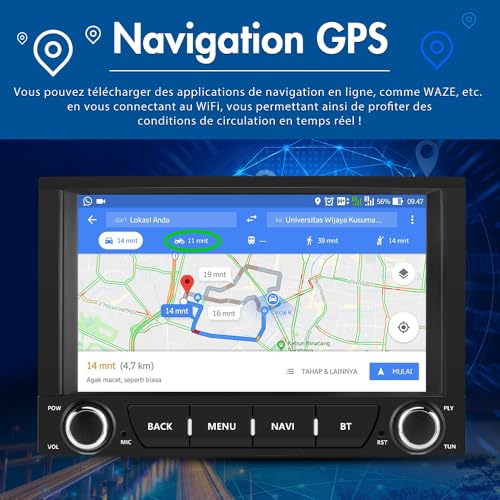 Autoradio Bluetooth Android 13 avec WiFi et commandes au volant SWC - 4
