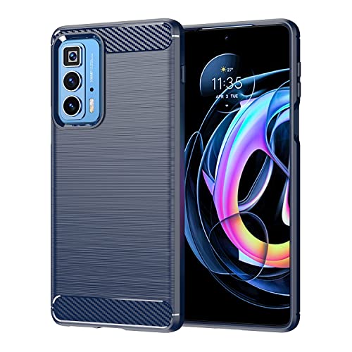 Image of NPRC Hybrid Ultra Slim Protective Case TPU Non-Slip Carbon Fiber Texture Shockproof Case Cover for Moto Edge 20 - Blue