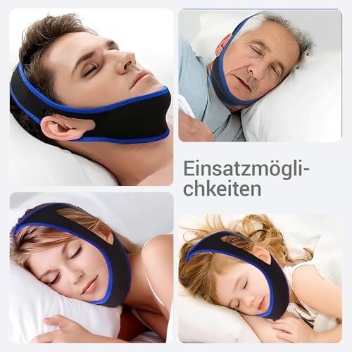 Anti Schnarchen Kinnriemen, 2025 Aktualisierung Atmungsaktive Verstellbare Schnarchstopper für Schlafen, Effektive Schlaf-Schnarchreduzierung Kinnband für Männer und Frauen