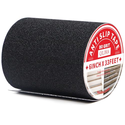 QILIMA Negro Cinta Antideslizante Escaleras Cinta Adhesiva Antideslizante Cinta Adhesiva Antideslizante para Interiores y Exteriores 15 cm x 10 m