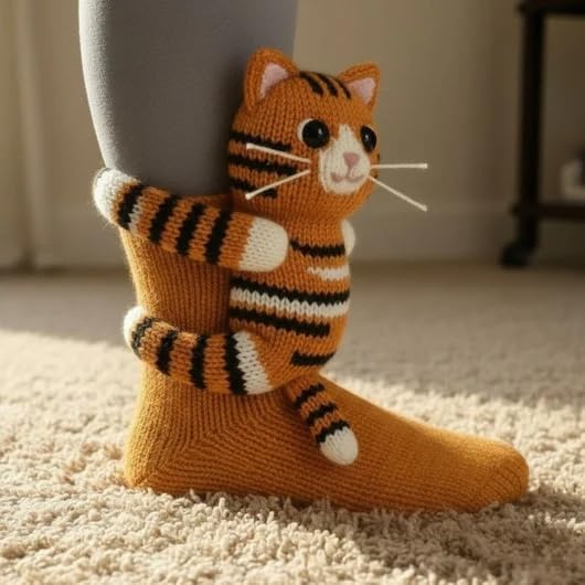 SWZEC Olygee Hug Hug Socks - 3D Knit Sloth Sock with Ankle Hug, Cozy Novelty Animal Socks, Non-Slip Combed Cotton — view 7