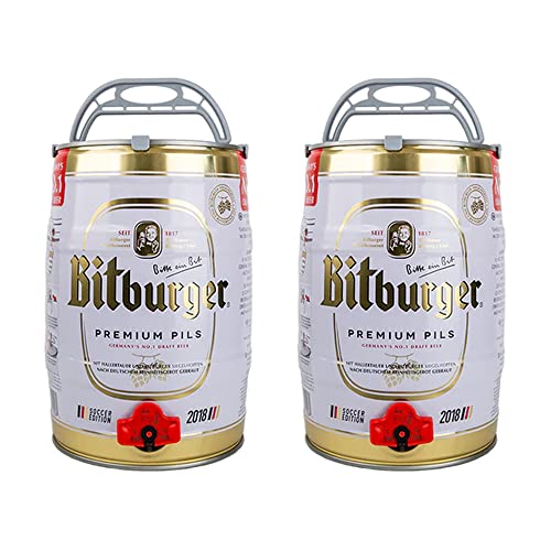 Bitburger Premium German Pils 4.8% | 2 x 5 Litre Mini Kegs | Crisp & Refreshing Pilsner | German-Brewed | Perfect for Parties & Gatherings