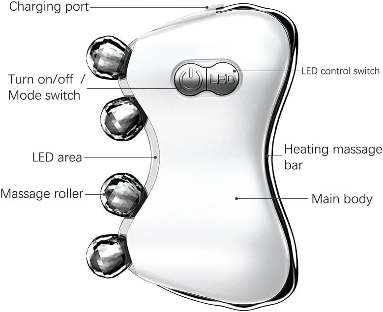 BANU LED Gua Sha Device, Gua Sha Facial Tool with Heat and Vibration, Face Massager for Anti-Aging Wrinkles Puffiness Skin Rejuvenation and Toning (3D) - Image 5