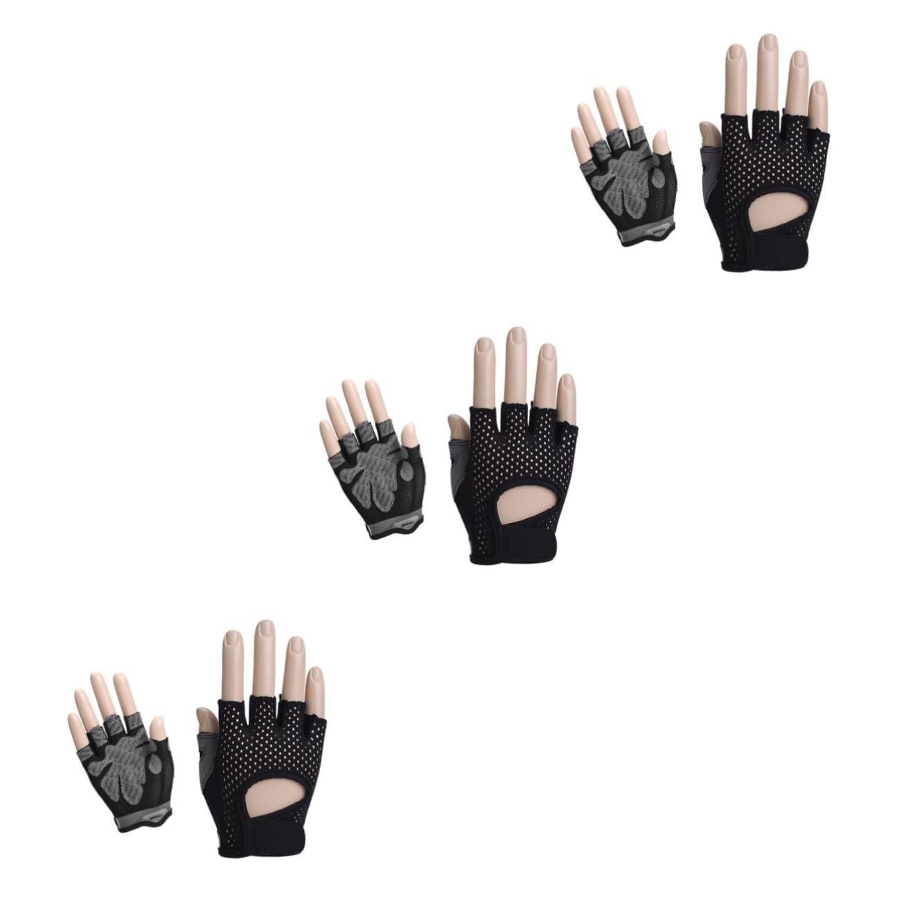 Kisangel 3piezas Guantes De Entrenamiento para Mujeres Guantes De Fitness Dedos Cortos Diseño Antideslizante y Transpirable Protección para Levantamiento De Pesas y Ejercicio Negro Talla