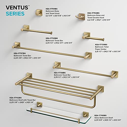 Kraus KEA-17702BG Ventus Doppelhaken für Bademantel und Handtuch, gebürstetes Gold
