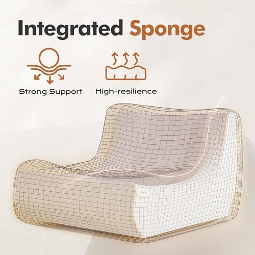 Image of Bean Bag Loveseat Chair Big Sofa Beanbag Chair for Adults Fireside Chair Bean Bag Lounger with Memory Foam Filled for Home,Apartment or Gaming Venue(Beige Teddy)