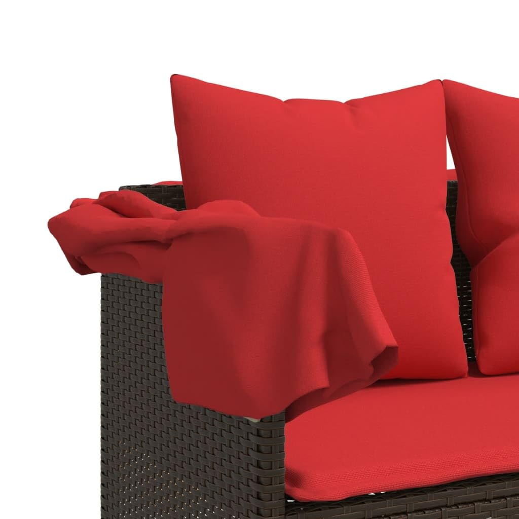 Leżak ogrodowy z wysuwanym dachem, brązowy rattan PE 204 x 75 x 140 cm, regulowane oparcie i podnóżek, z poduszką do siedzenia do 110 kg