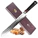 Tuo Cutlery 9 inch Bread Knife - Japanese AUS-10D Damascus Steel - Serrated Slicing Knife with Ergonomic G10 Handle - RING-D Series