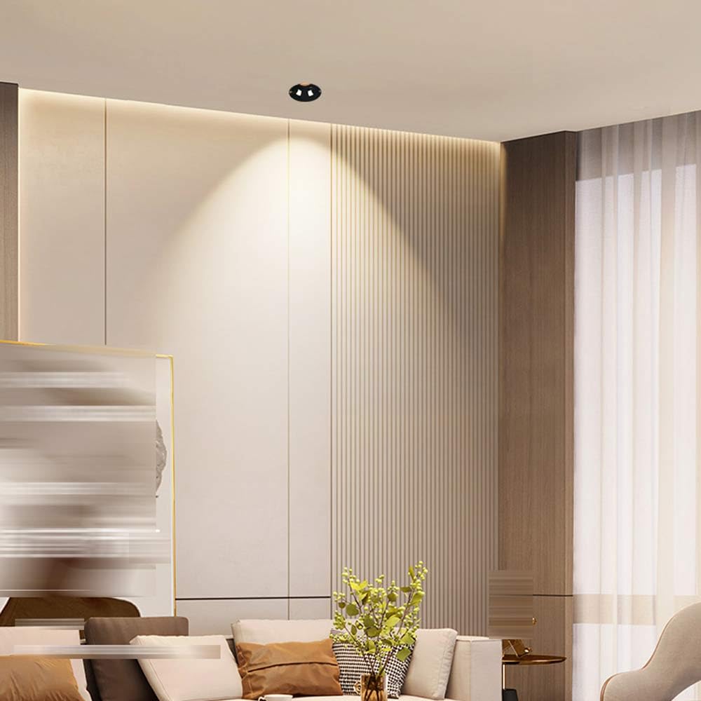 Iluminación LED empotrable ultrafina de 7 W/12 W, paquete de 2 luces nocturnas, luz descendente eficiente para sala de estar y dormitorio (12 W, luz cálida)