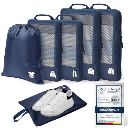 Kompressions-Verpackungswürfel für Reisen, leicht, 6er-Set, für Kreuzfahrten, für Gepäck, Handgepäck, Koffer und Kleidung, Organizer, langlebige Urlaubsutensilien und Zubehör, Geschenke für Damen und